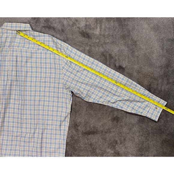 Jos. A. Bank Men's XLarge TravelerBlue Tan Plaid Long Sleeve Button Down Shirt - Picture 11 of 12